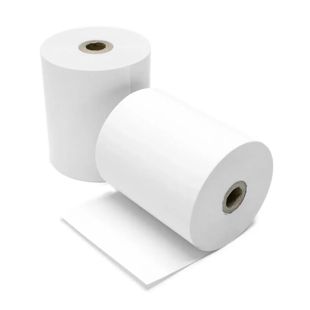 Stacks of thermal paper receipt rolls ready for distribution
